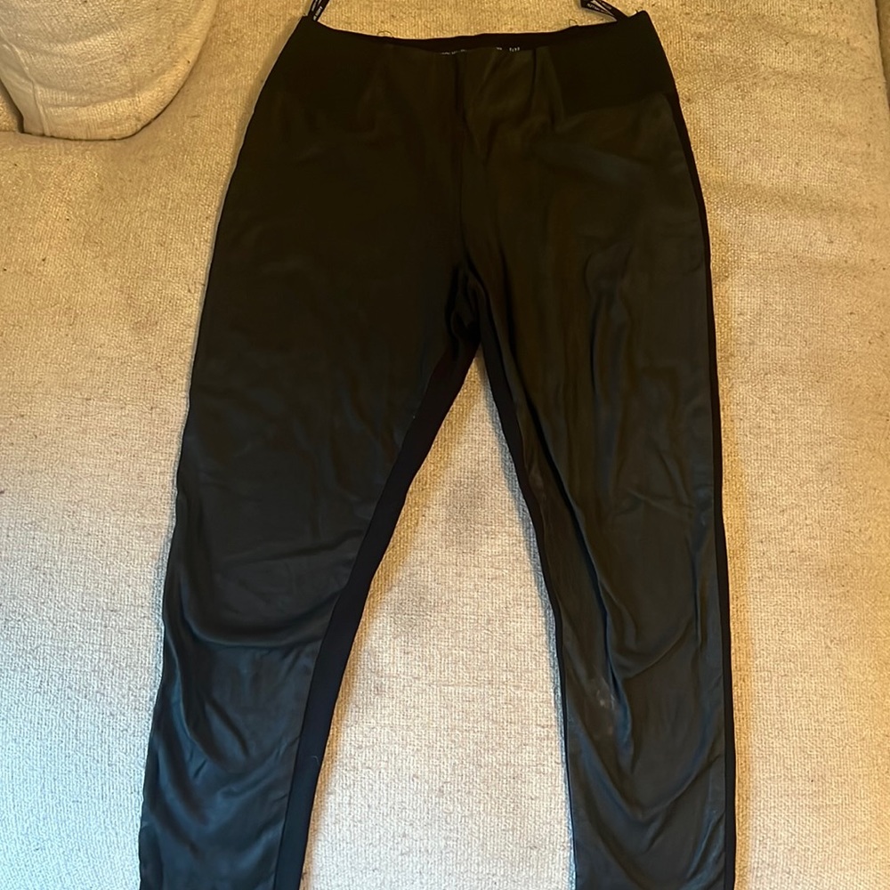 Faux leather front lined leggings super cute with comfy waistline